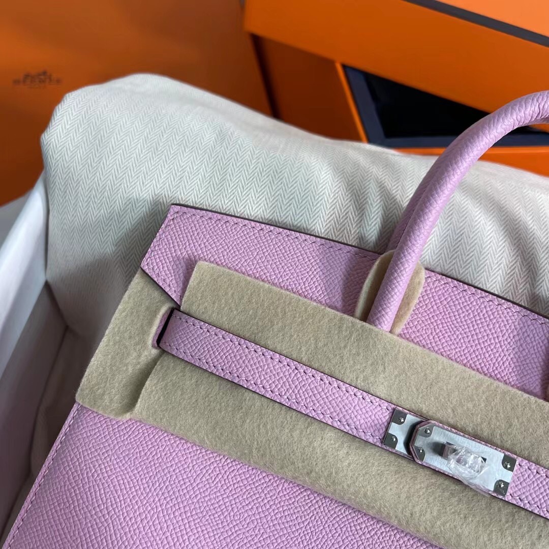 Hermes Birkin 25CM Epsom Leather Handbag Pink Purple 